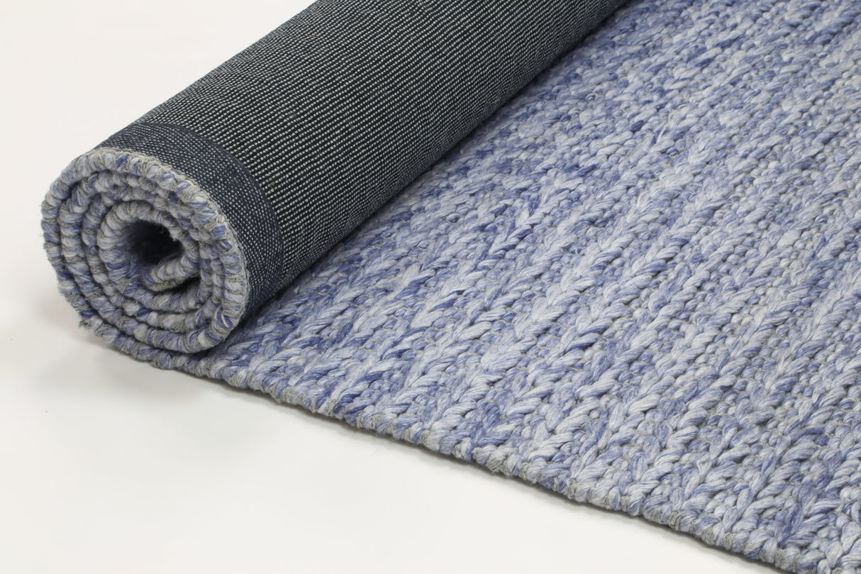Tribal textured wool blend floor rug in blue, 160x230cm