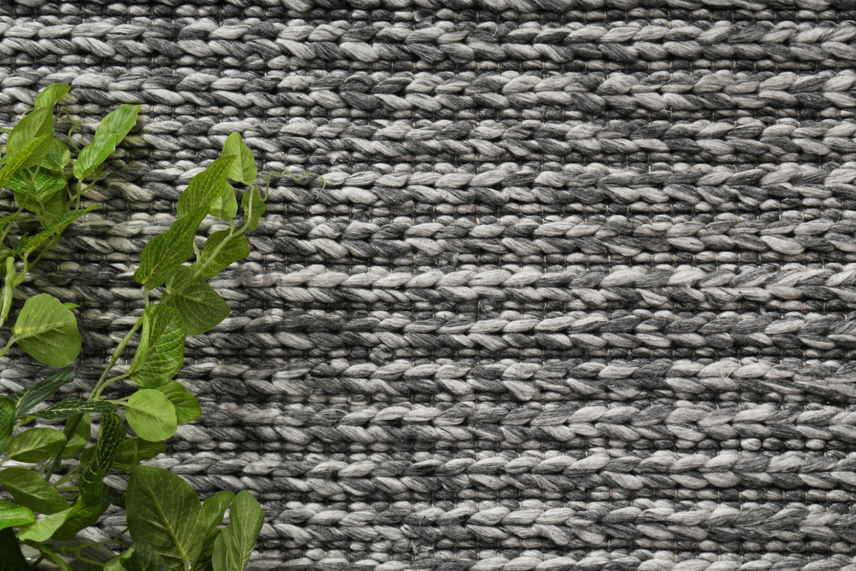 Charcoal textured wool blend floor rug 240x330cm