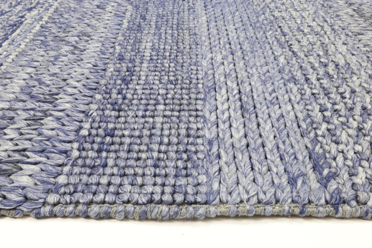 Blue textured wool blend floor rug 240x330cm
