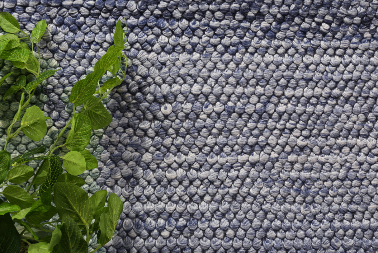 Looped Wool Blend Floor Rug, Blue 240x330cm