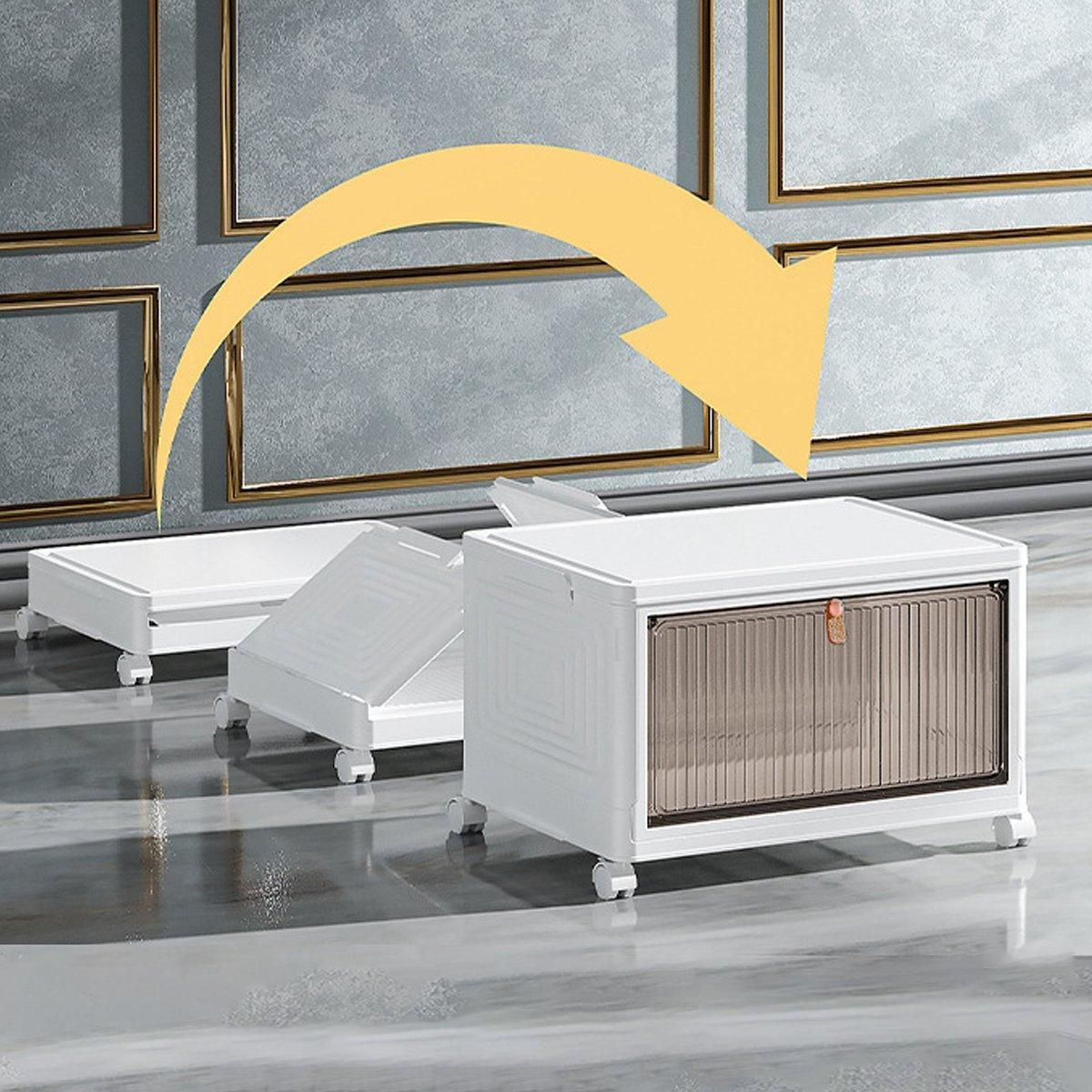 White 4 tier plastic storage cabinet with wheels - view 14