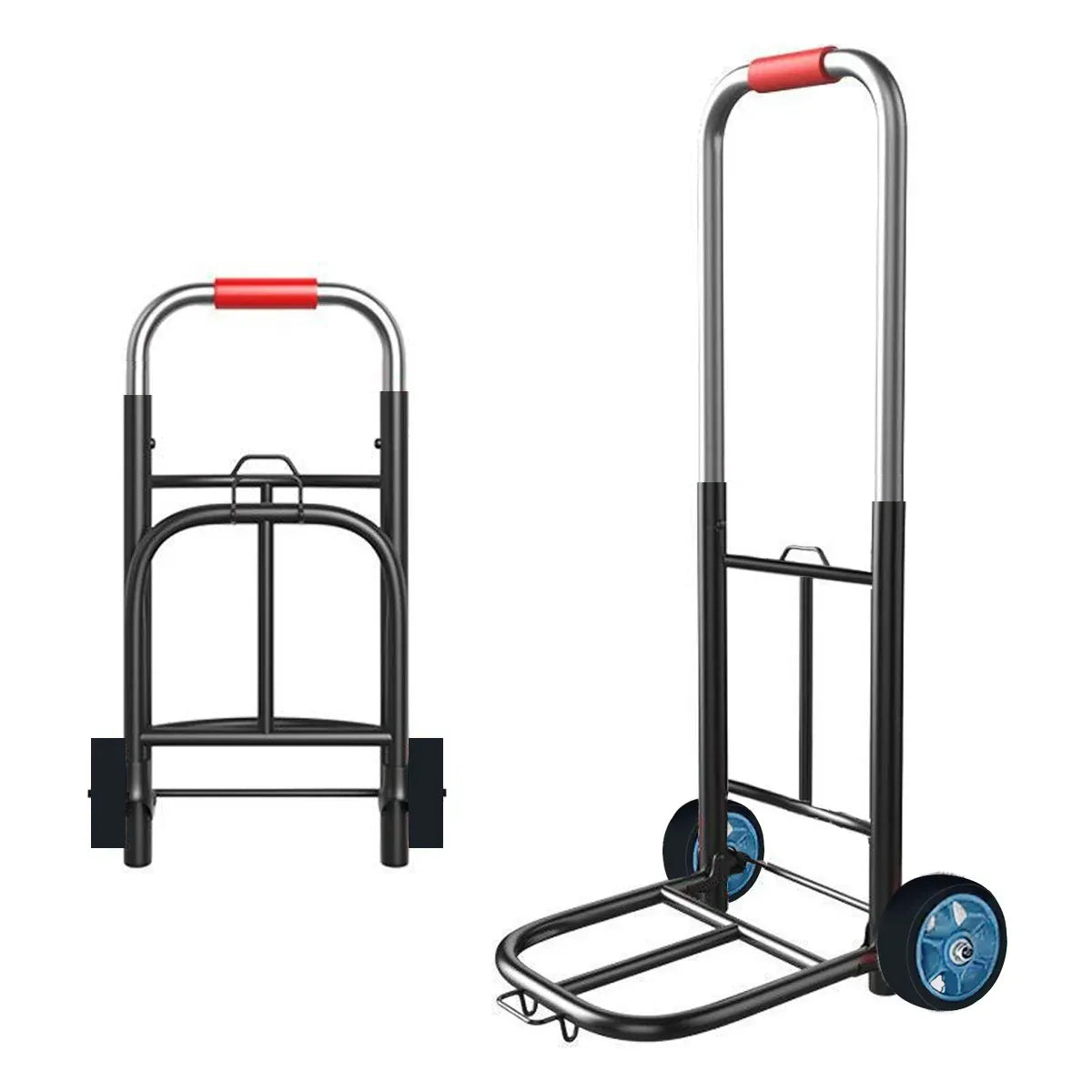 Folding hand trolley solid rubber wheel heavy duty flat ground