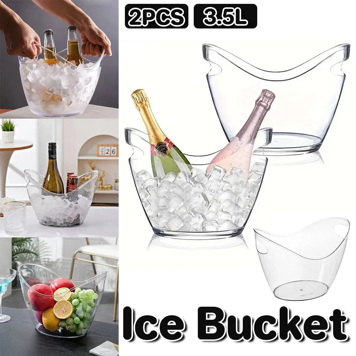 2 piece 3.5L clear ice bucket set