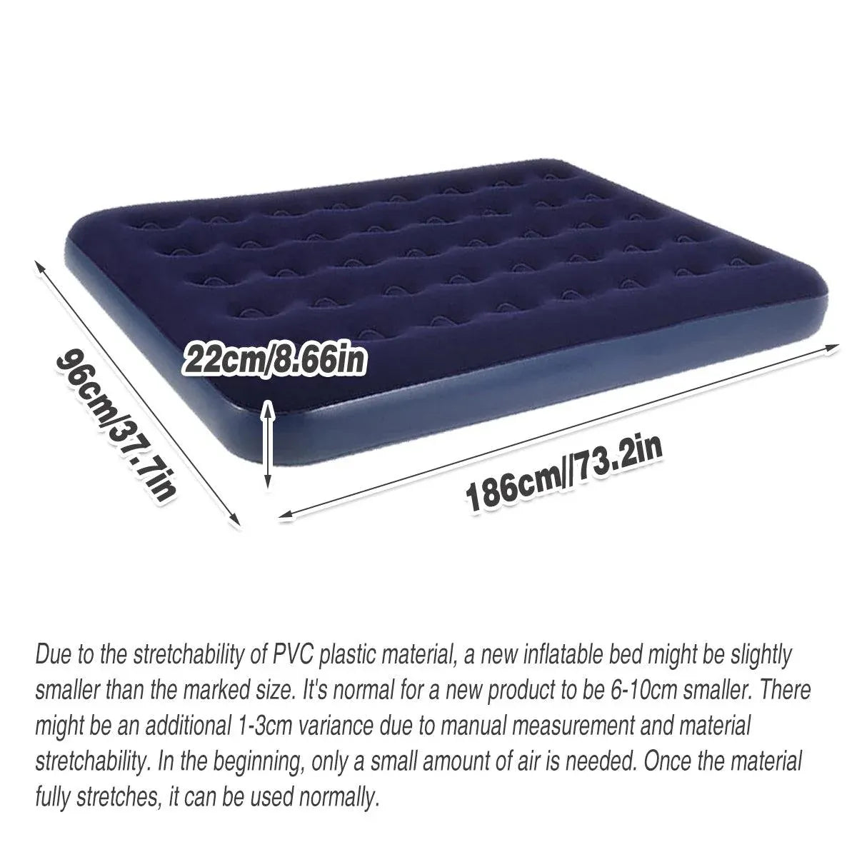 Hungabee Inflatable Airbed, Single 186x96cm Flocked Blue