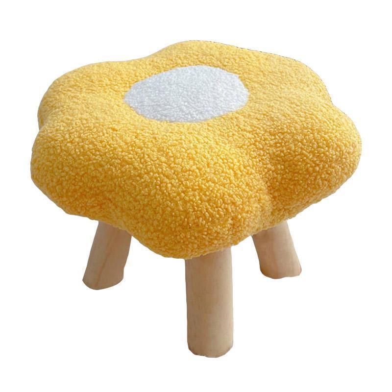 Flower shaped plush footstool in yellow