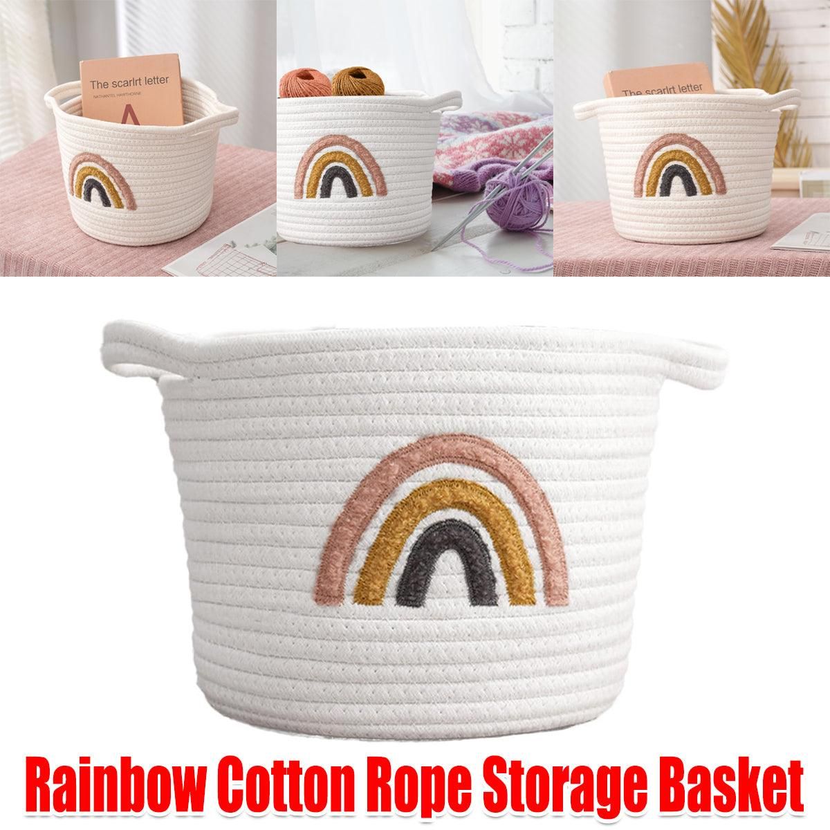 Rainbow cotton rope storage basket with handles - view 13