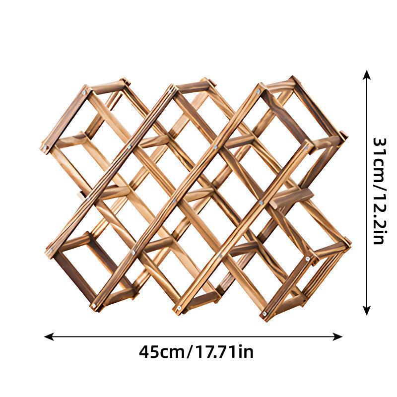 Foldable Wooden Wine Rack 10 Bottle Diamond Pine Natural view 3