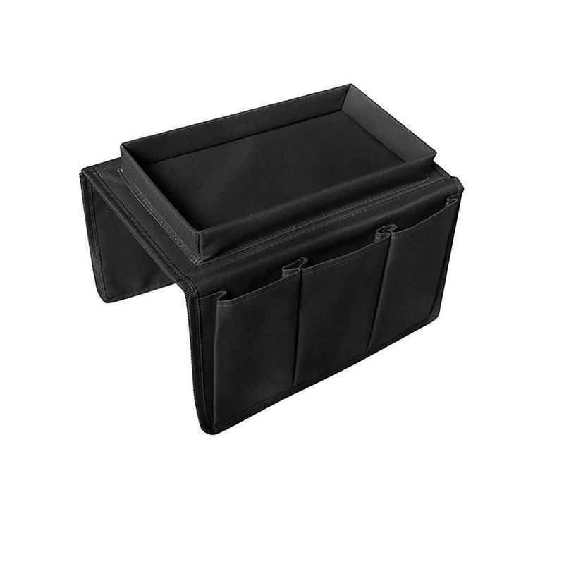 Black sofa armrest organiser with 6 pockets - view 5