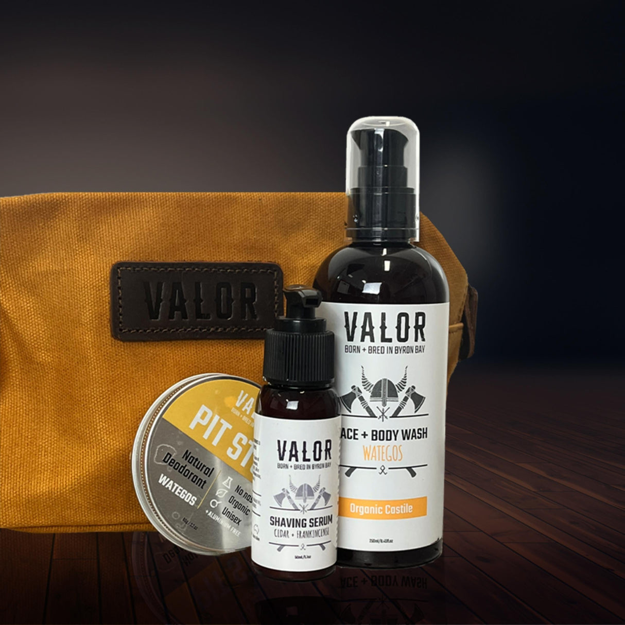 Fresh Man Natural Grooming Gift Set Wategos with waxed canvas toiletry bag