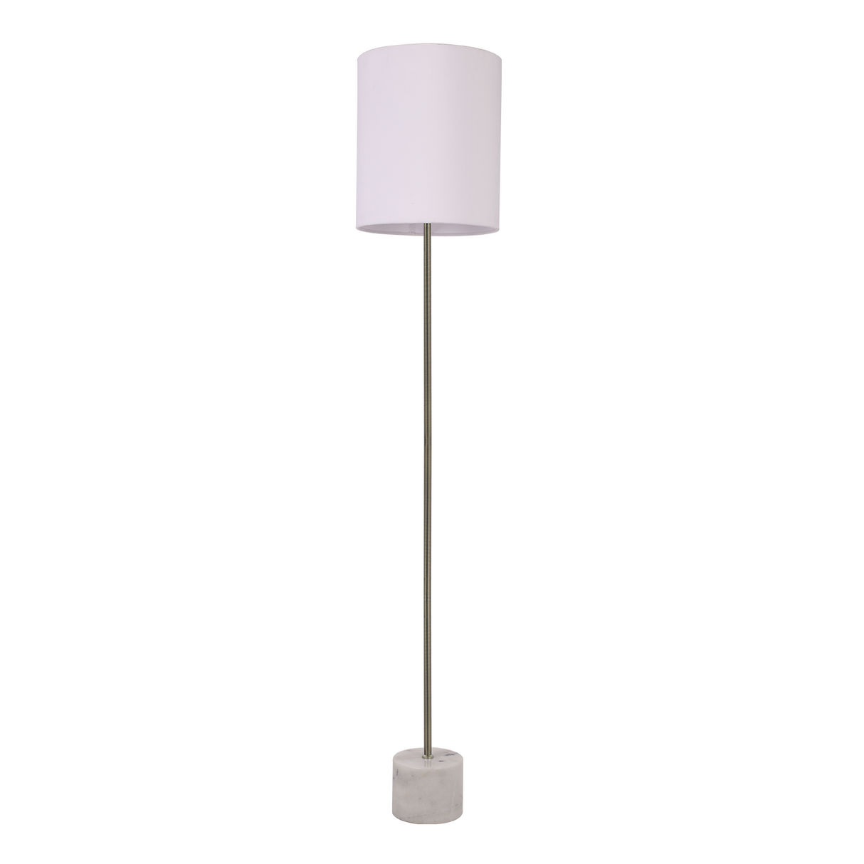 Drum Shade Floor Lamp Antique Brass with White Velvet Shade