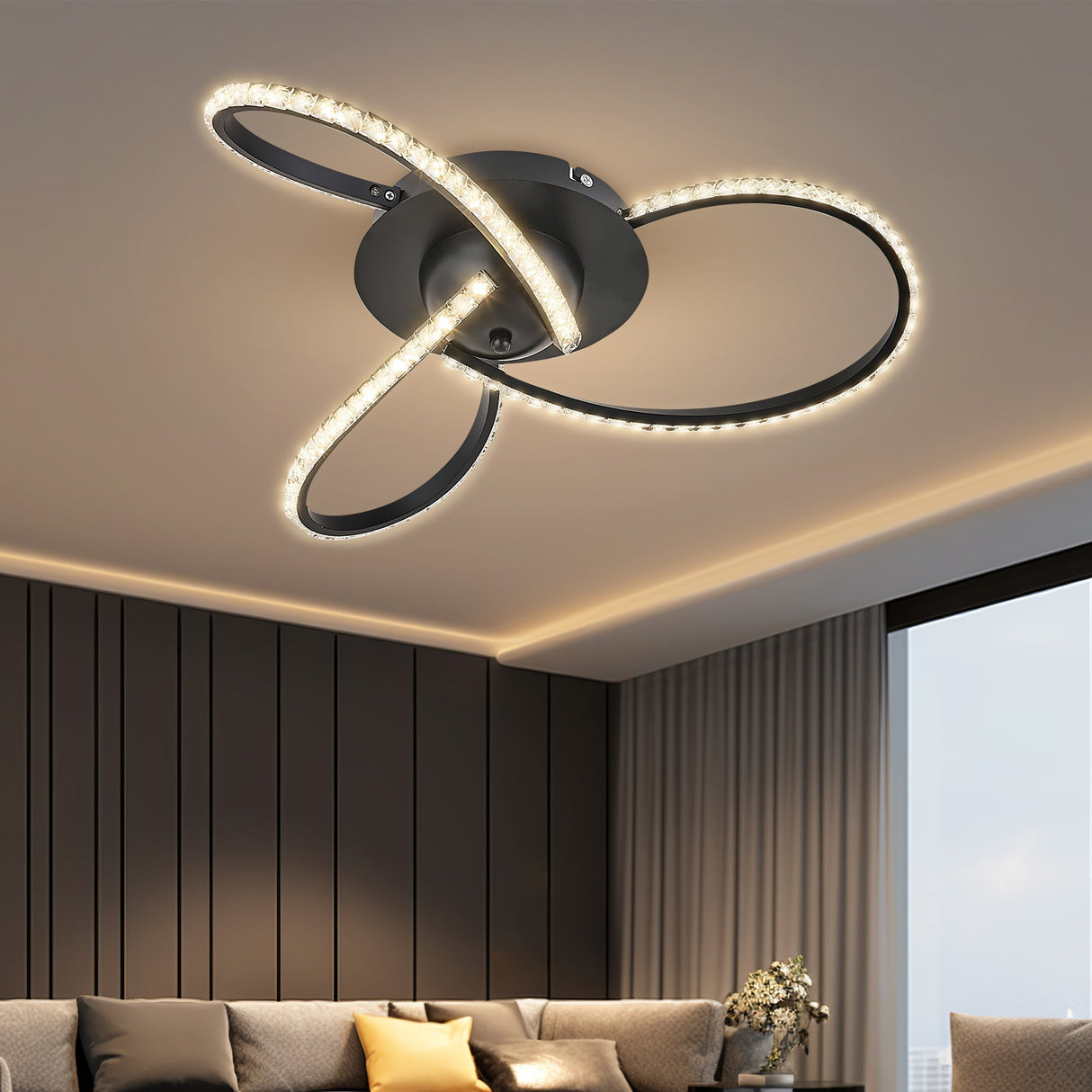 Irie Dimmable 3-Light LED Ceiling Light — Black — Allure Home Collections