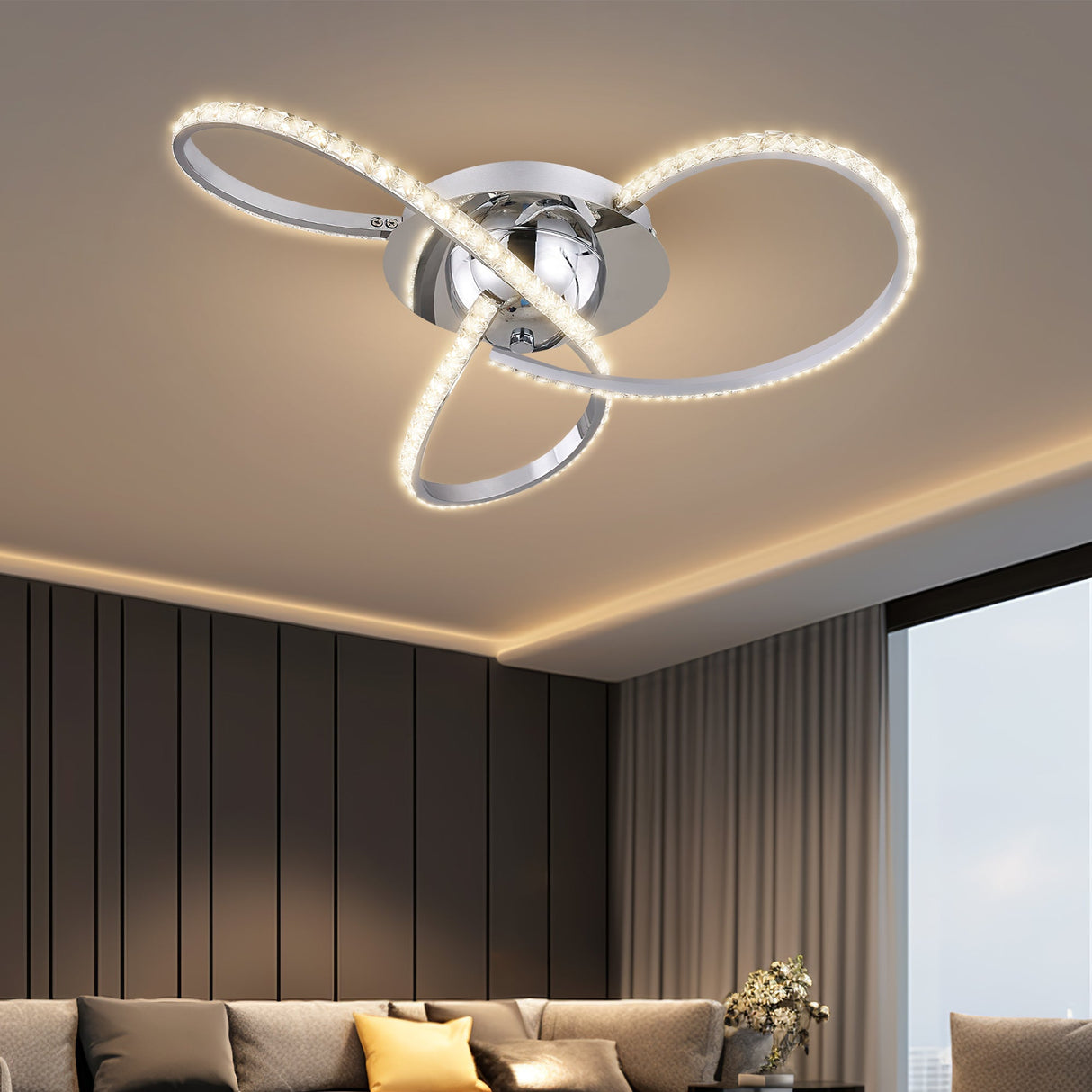 Irie Dimmable 3-Light LED Ceiling Light — Chrome — Allure Home Collections