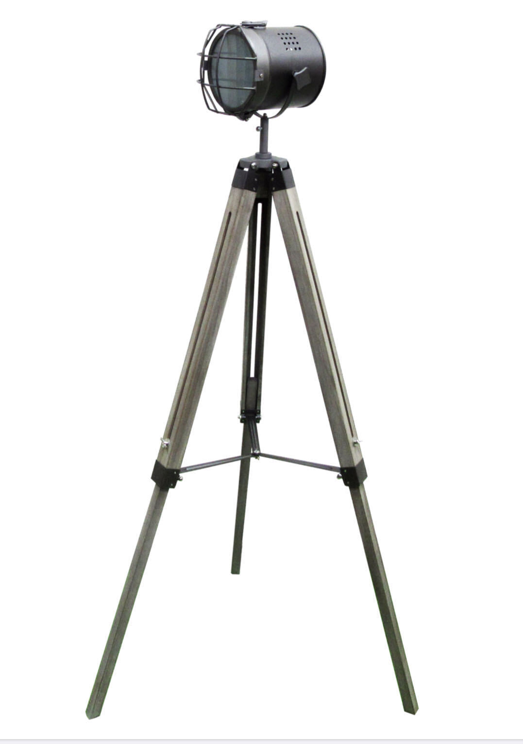 Nautical Tripod Floor Lamp Steel Grey with Searchlight Head