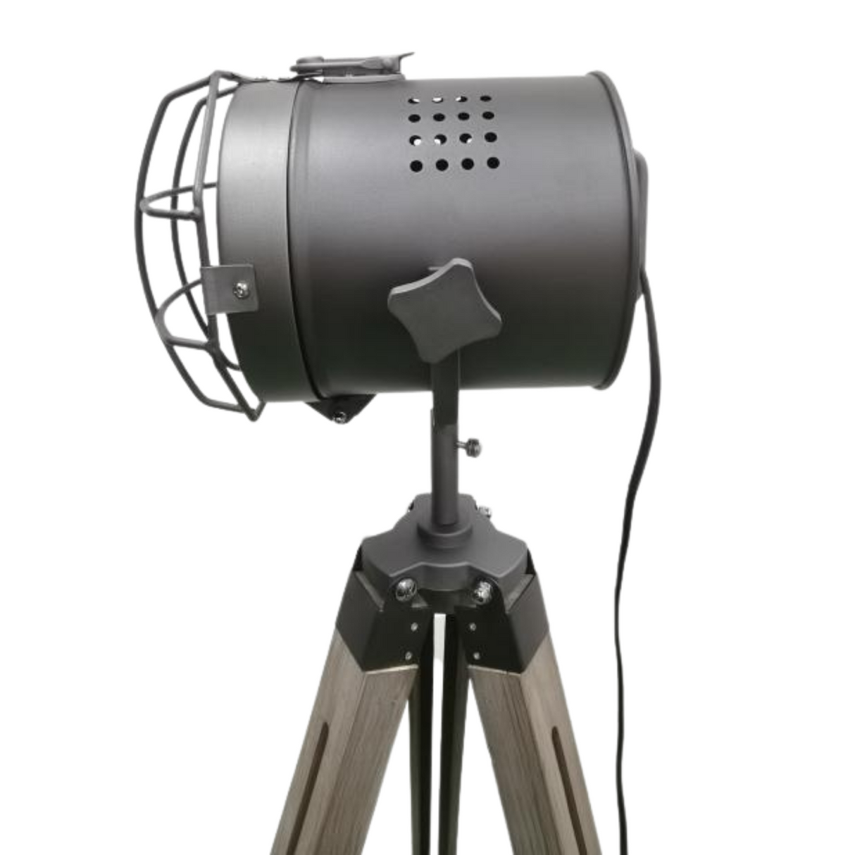 Nautical Tripod Floor Lamp Steel Grey with Searchlight Head