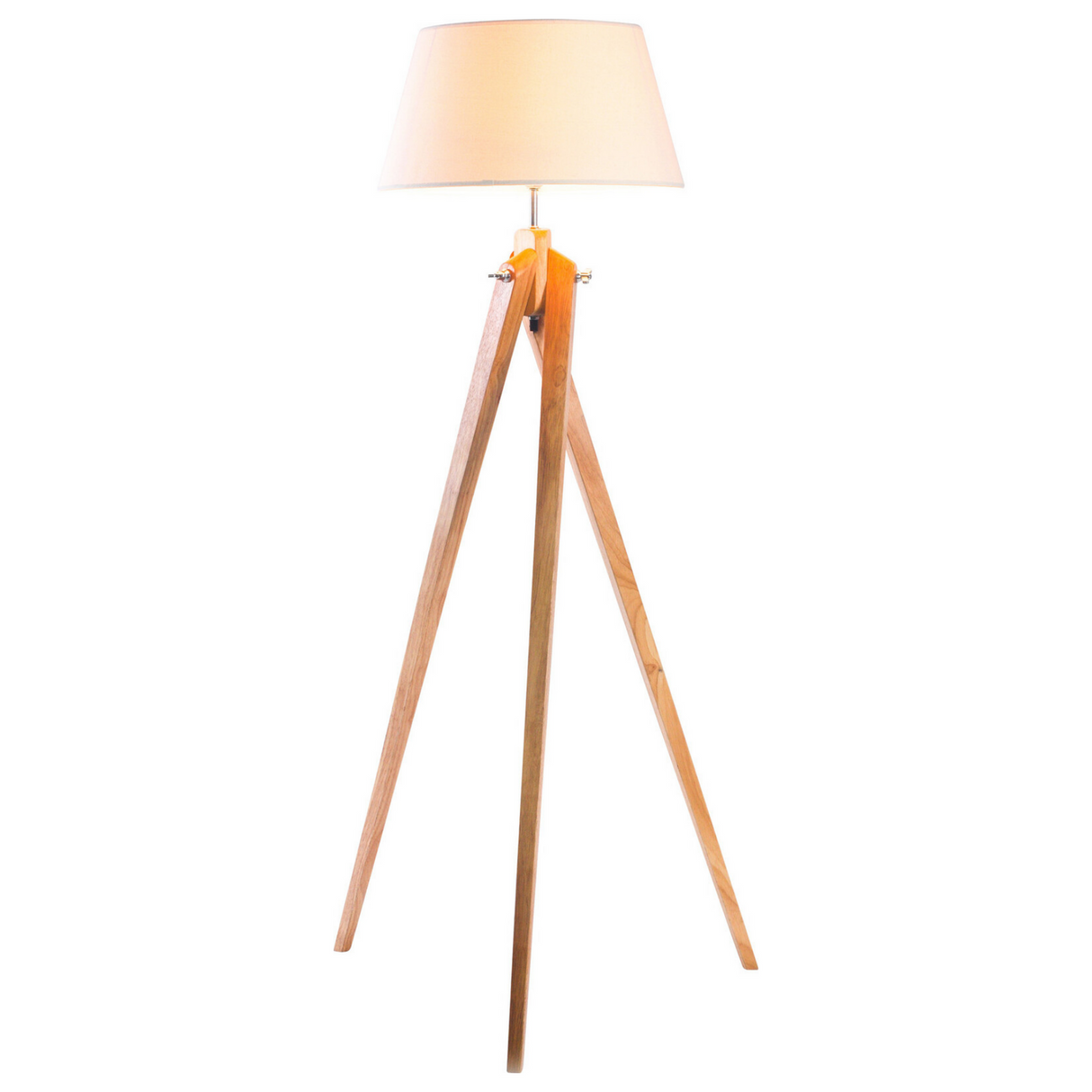 Bamboo tripod floor lamp with beige linen shade