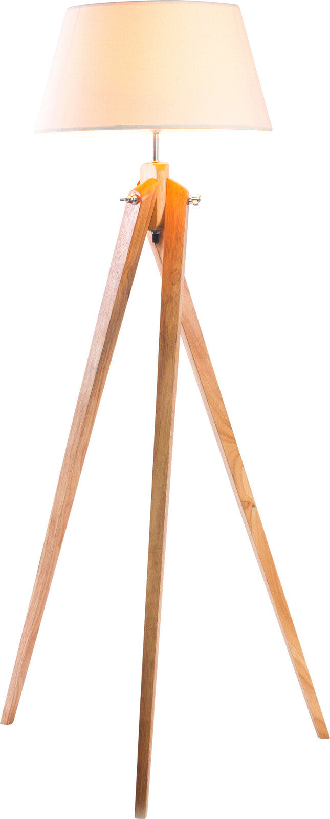 Bamboo tripod floor lamp with beige linen shade
