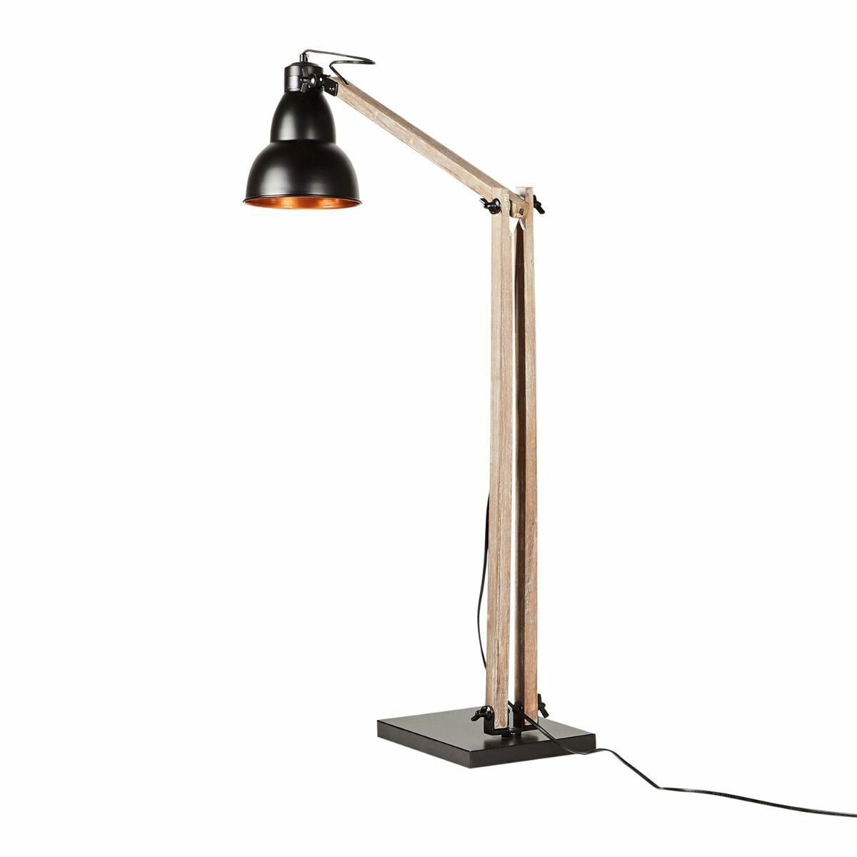 Adjustable Industrial Floor Lamp Matte Black with Copper Interior