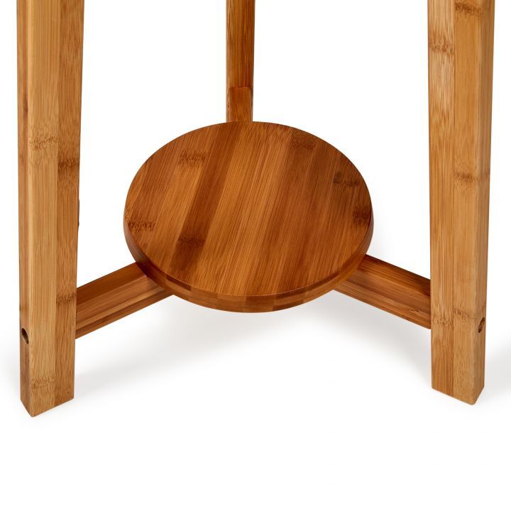Bamboo tripod floor lamp with beige linen shade
