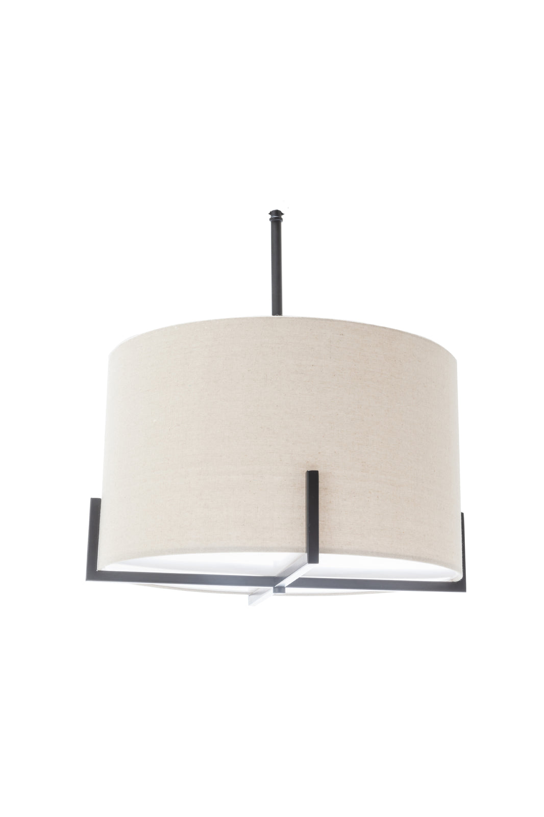 Modern Metal Pendant Light with Linen Shade Matte Black