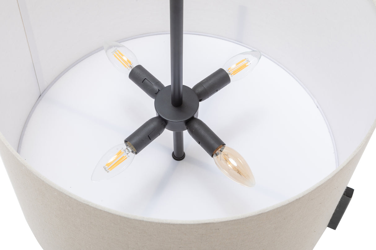 Modern Metal Pendant Light with Linen Shade Matte Black