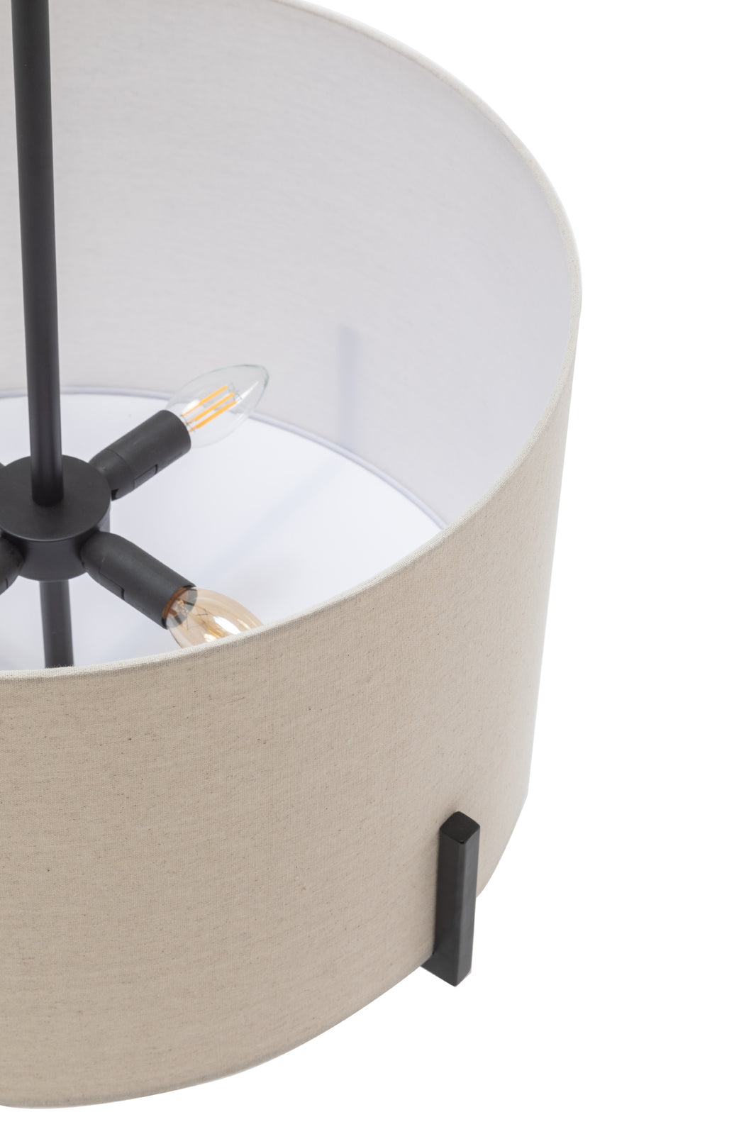 Modern Metal Pendant Light with Linen Shade Matte Black