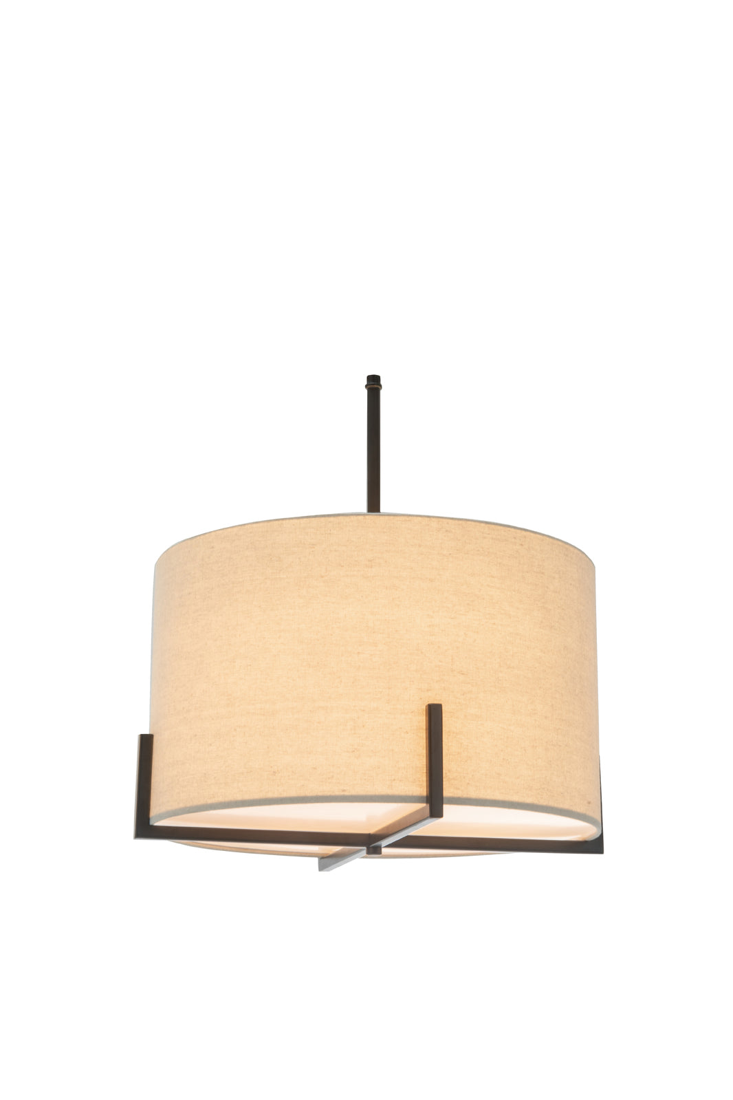 Modern Metal Pendant Light with Linen Shade Matte Black