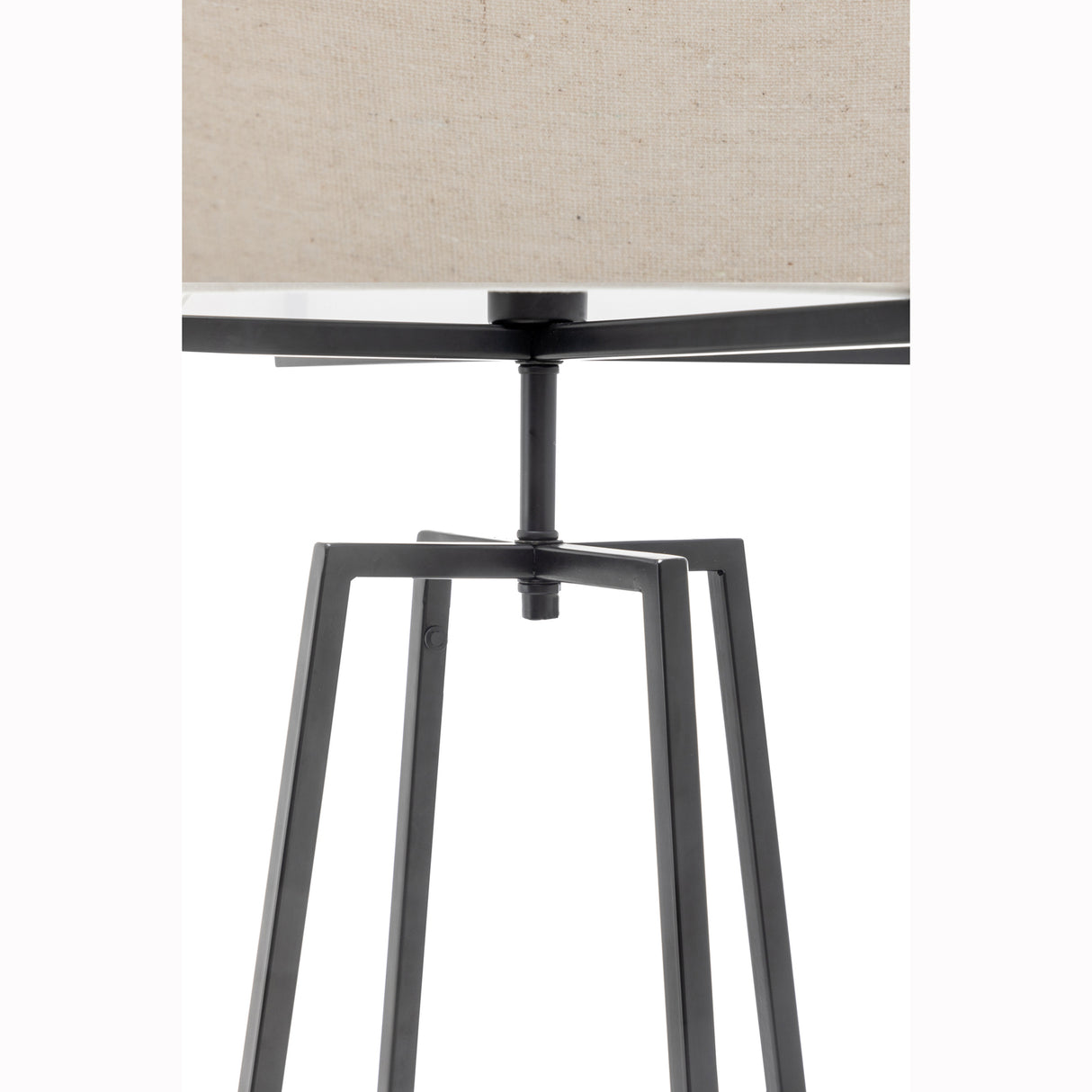 Matte black floor lamp and table lamp set with cream linen shades - view 6