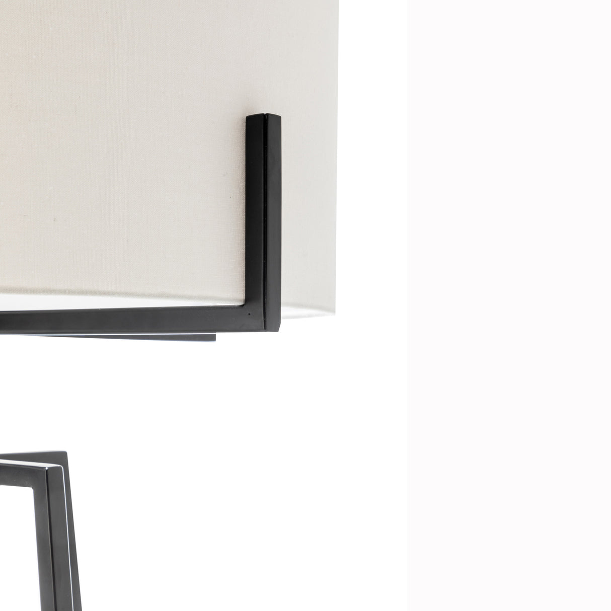 Matte black floor lamp and table lamp set with cream linen shades - view 7