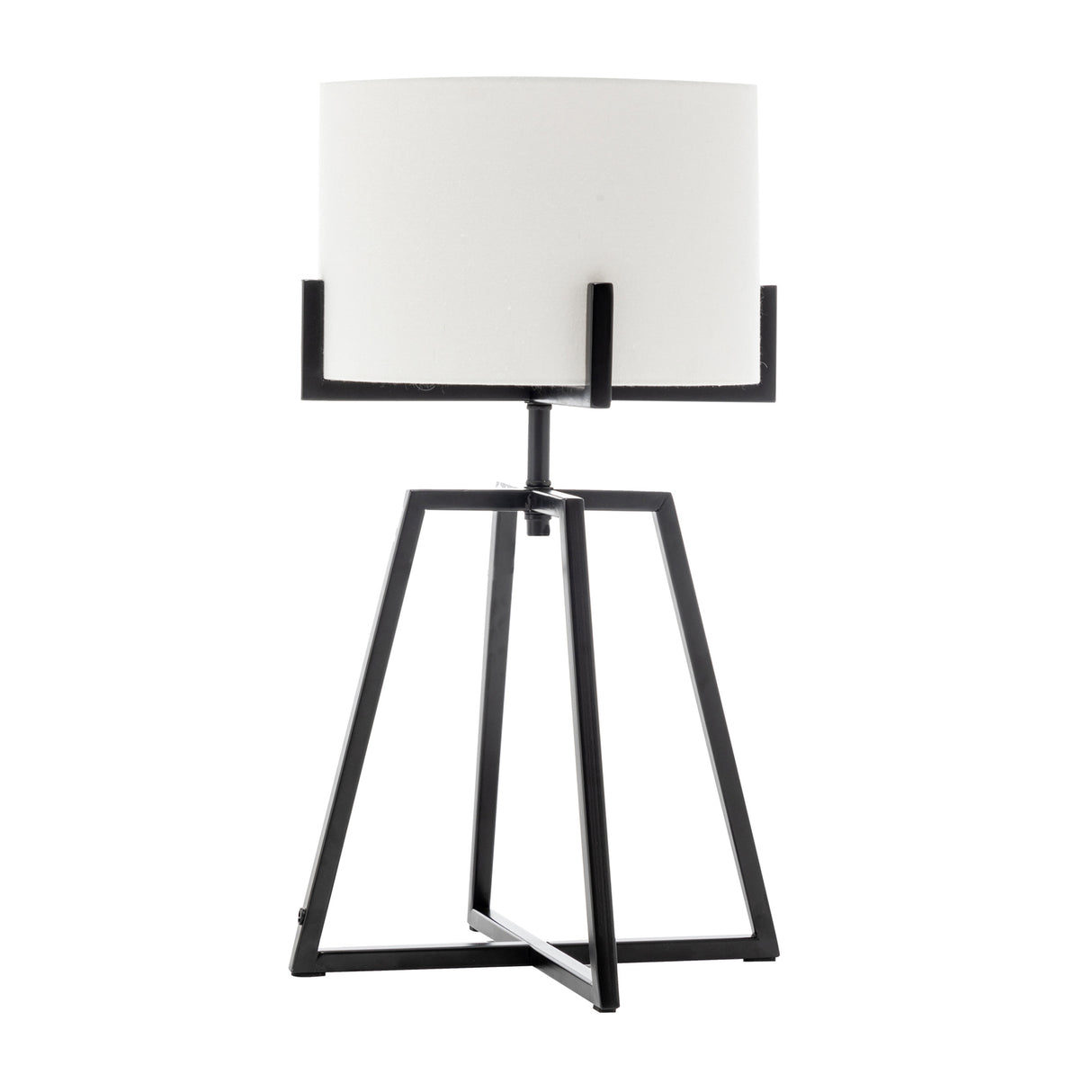 Matte black floor lamp and table lamp set with cream linen shades - view 9