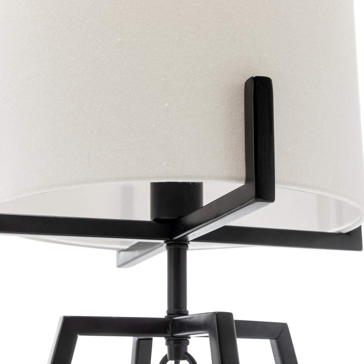 Matte black floor lamp and table lamp set with cream linen shades - view 13