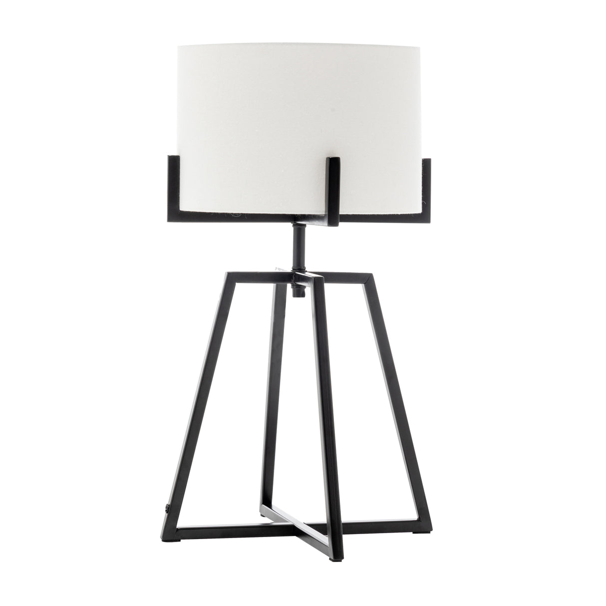 Matte black metal dimmable table lamp with linen shade - view 2