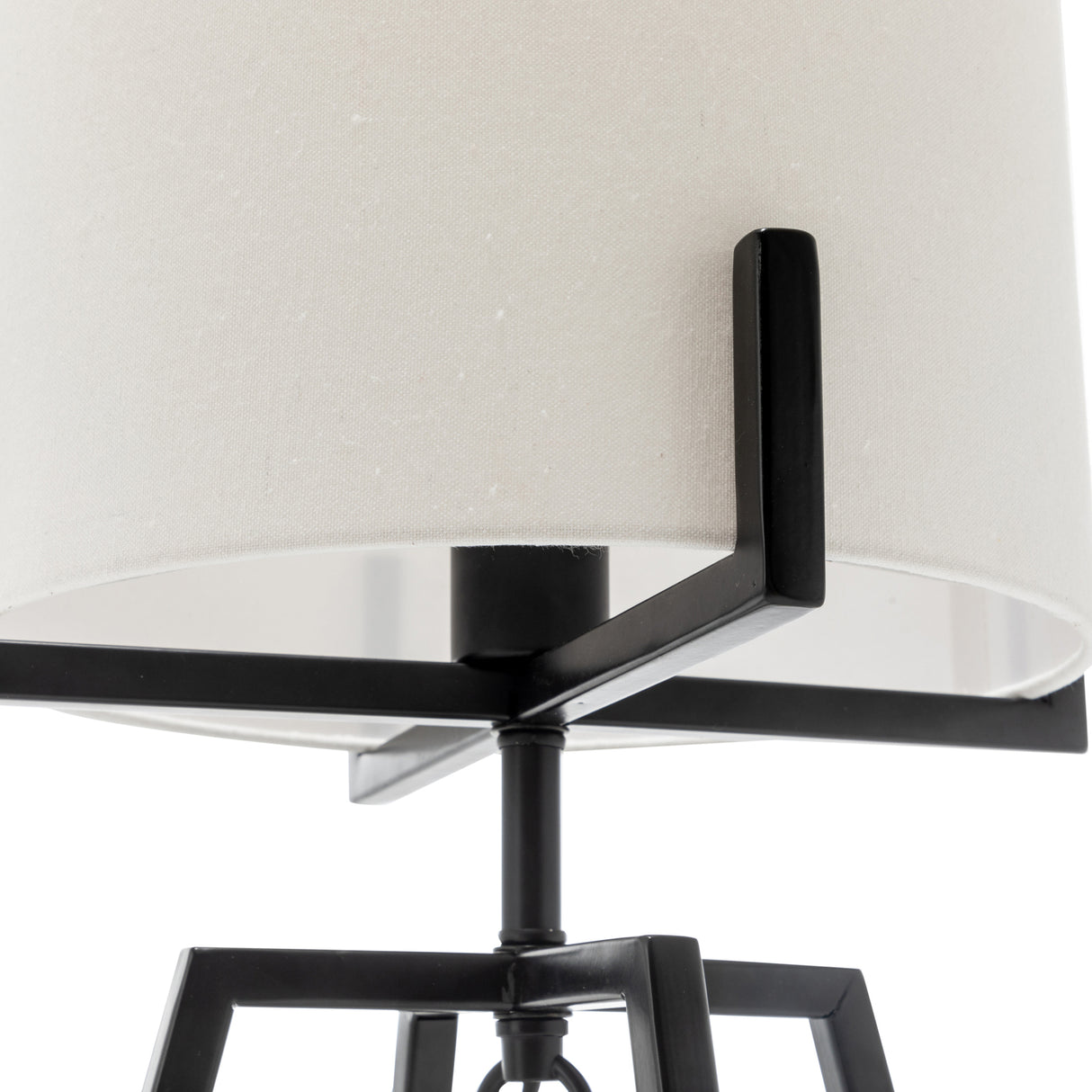 Matte black metal dimmable table lamp with linen shade - view 8