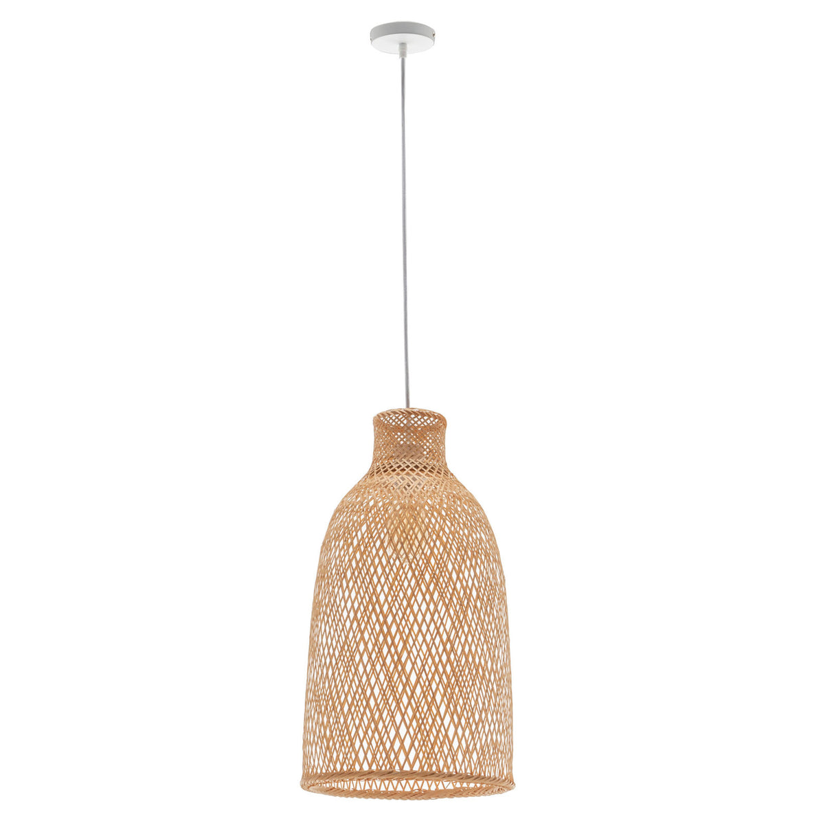 Natural Woven Bamboo Cone Pendant Light Boho Tropical