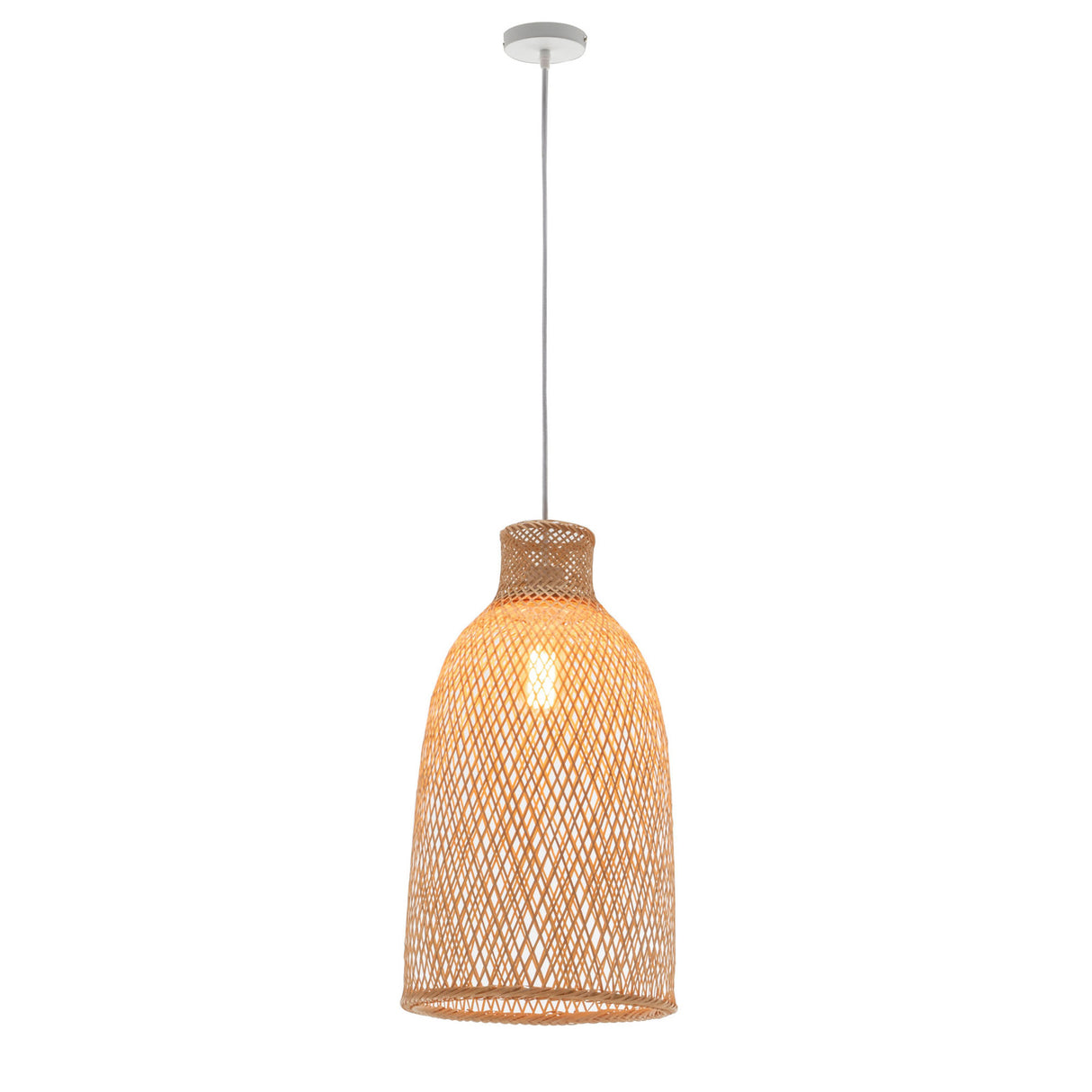Natural Woven Bamboo Cone Pendant Light Boho Tropical