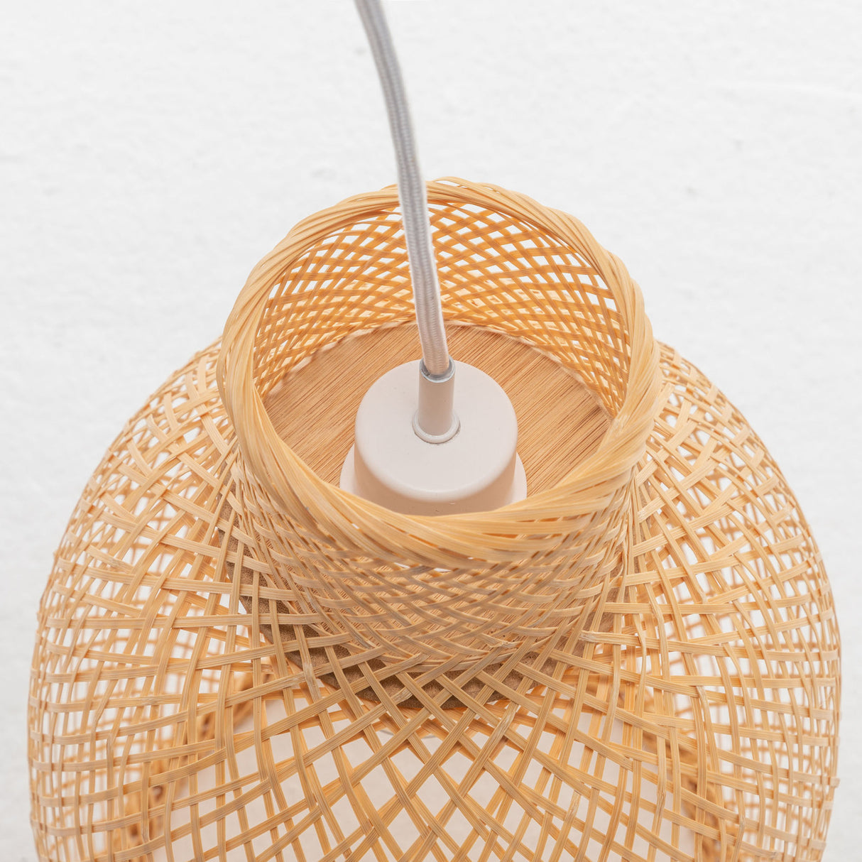 Natural Woven Bamboo Cone Pendant Light Boho Tropical
