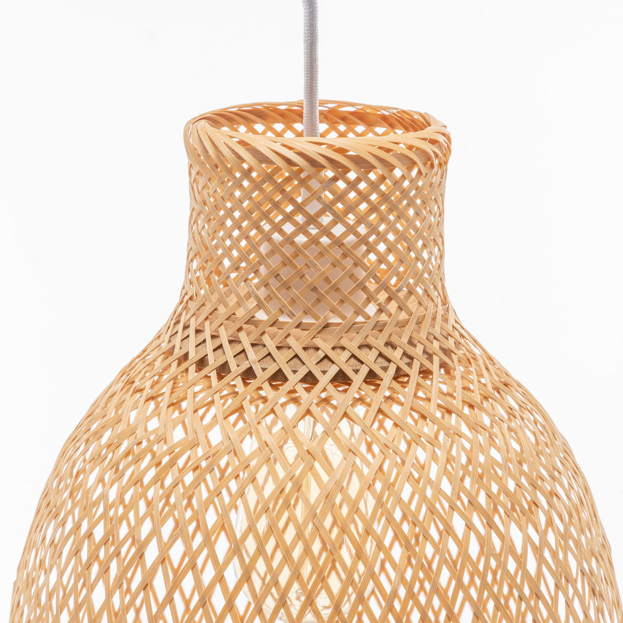 Natural Woven Bamboo Cone Pendant Light Boho Tropical