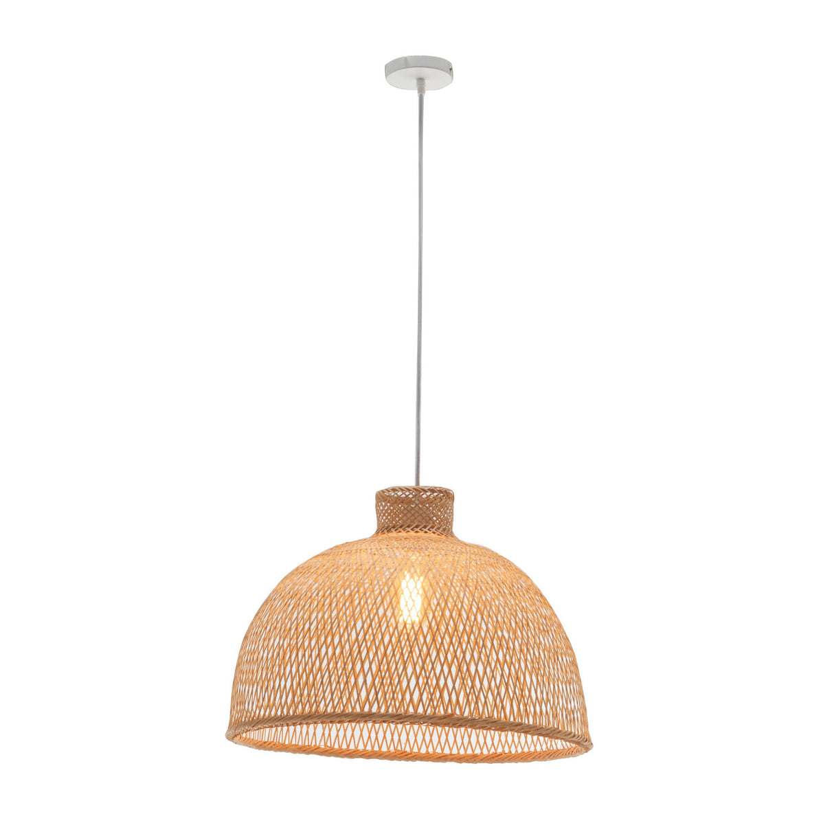 Natural Hand Woven Bamboo Dome Pendant Light