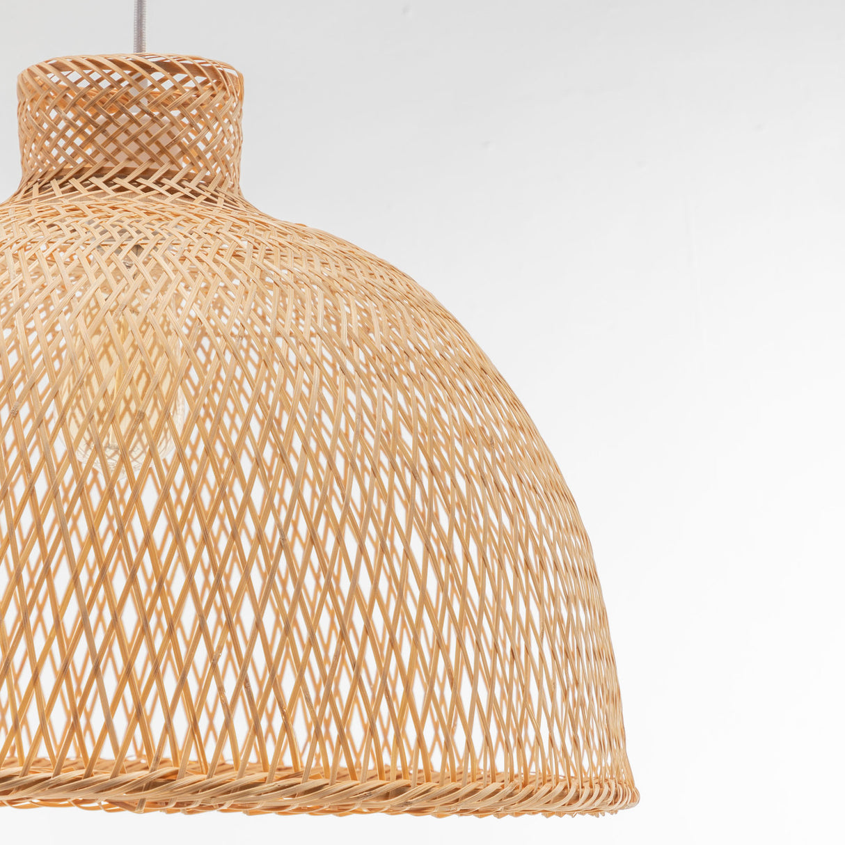 Natural Hand Woven Bamboo Dome Pendant Light