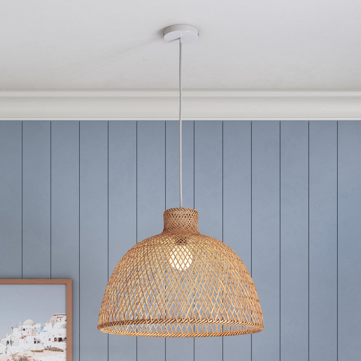 Natural Hand Woven Bamboo Dome Pendant Light