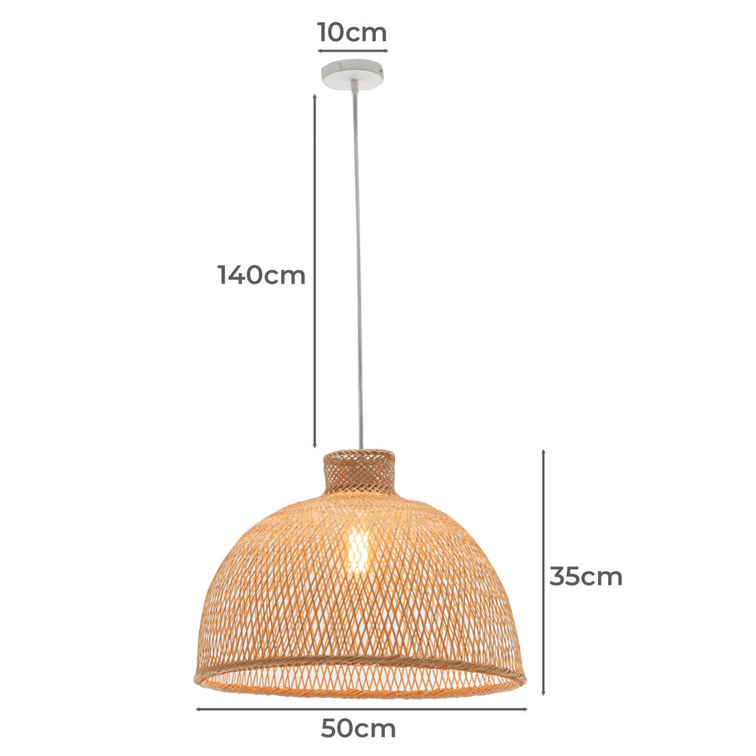Natural Hand Woven Bamboo Dome Pendant Light