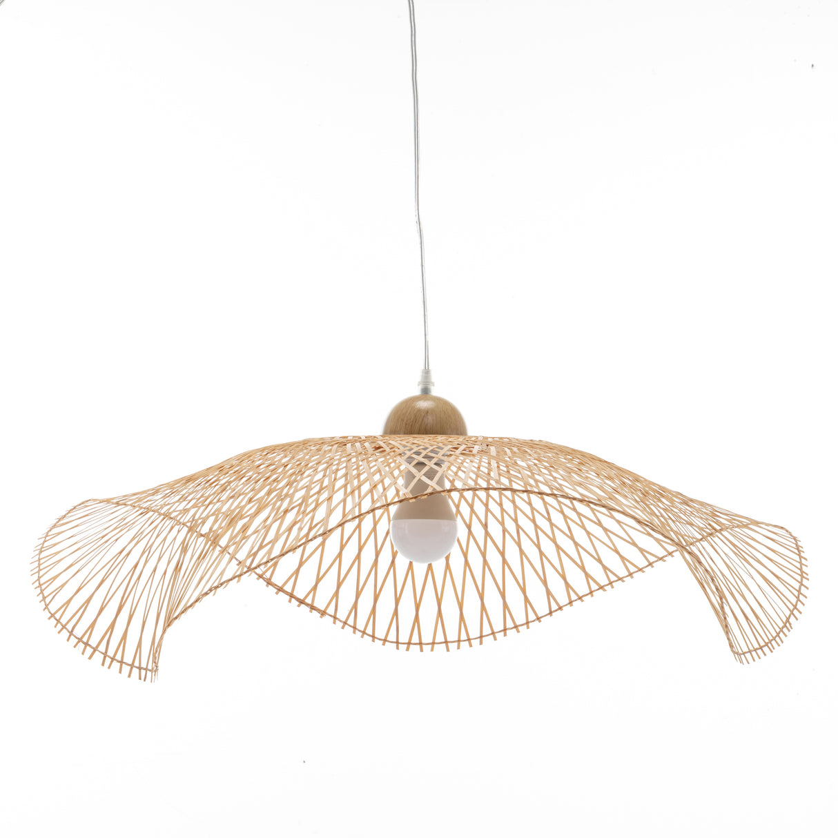 Natural Hand Woven Bamboo Wave Pendant Light Large