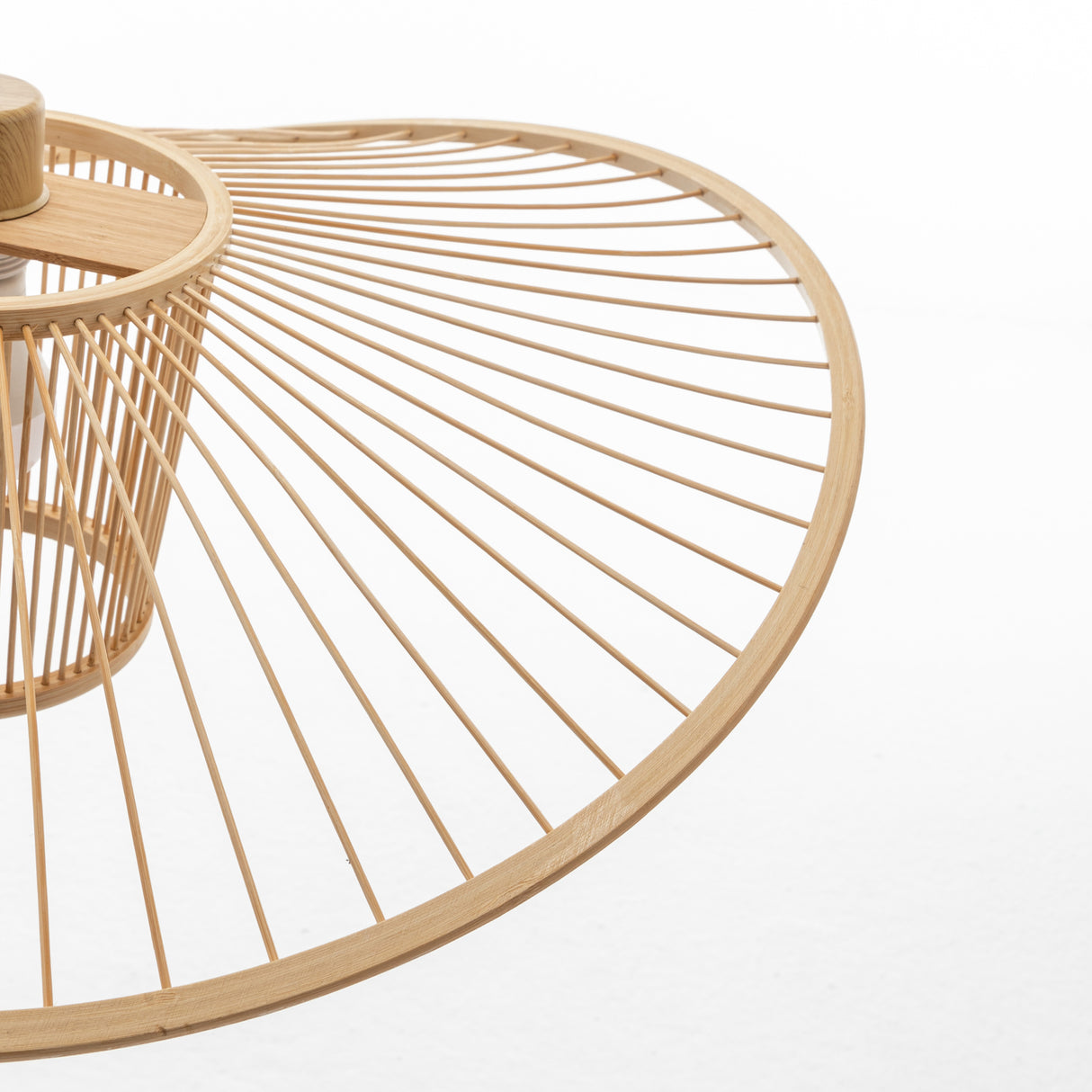 Natural Hand Woven Bamboo Wide Brim Pendant Light