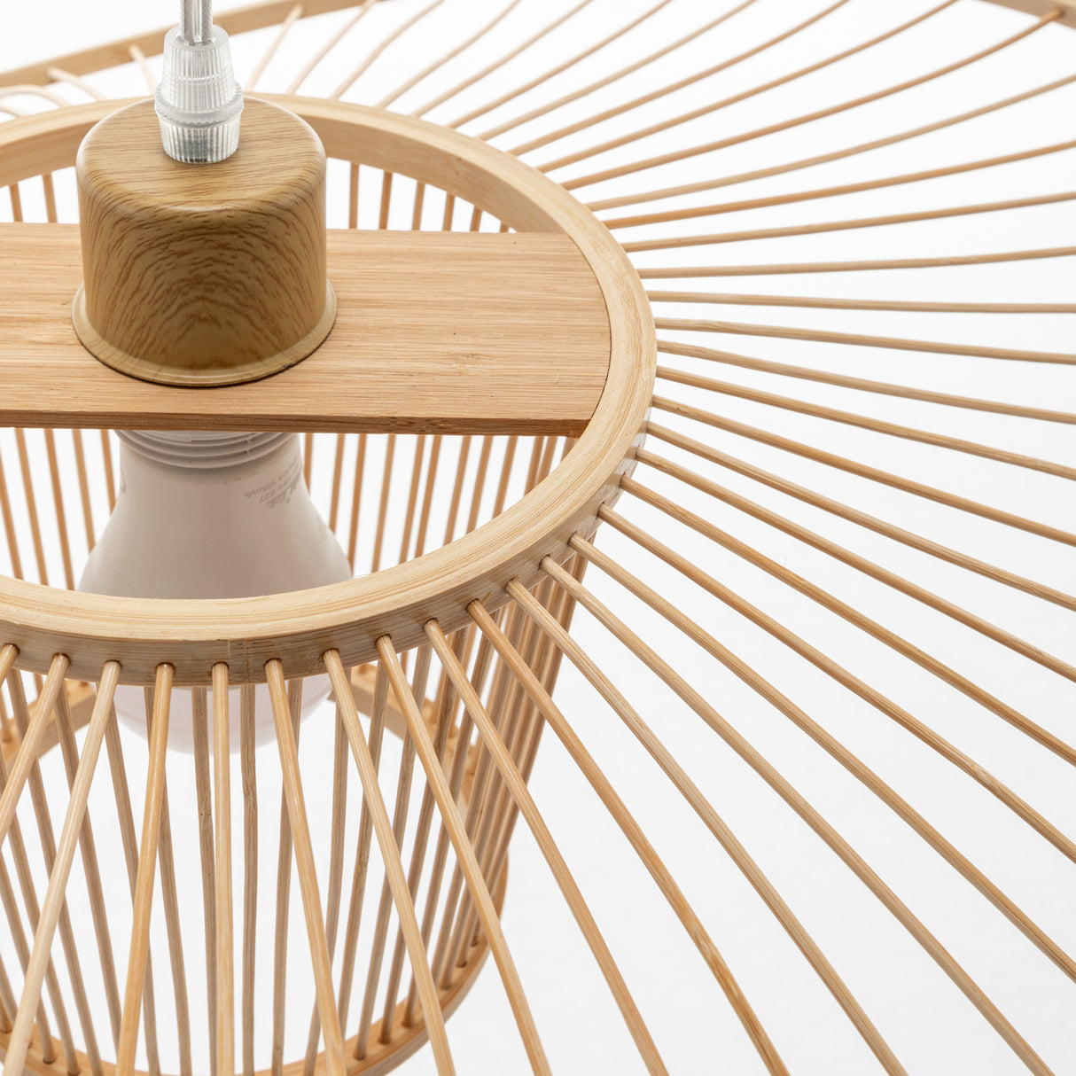 Natural Hand Woven Bamboo Wide Brim Pendant Light
