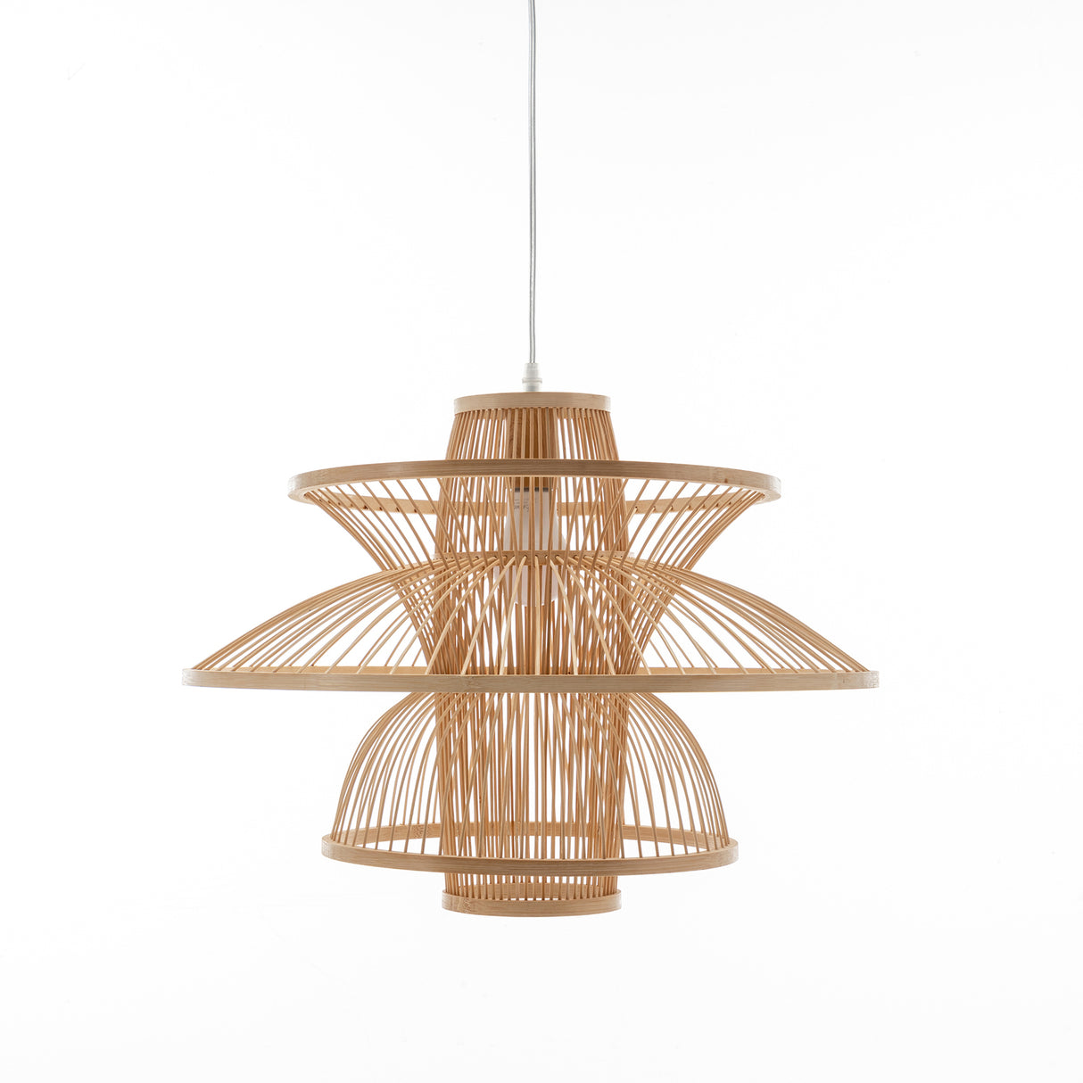 Natural Hand Woven Bamboo 3 Layer Pendant Light