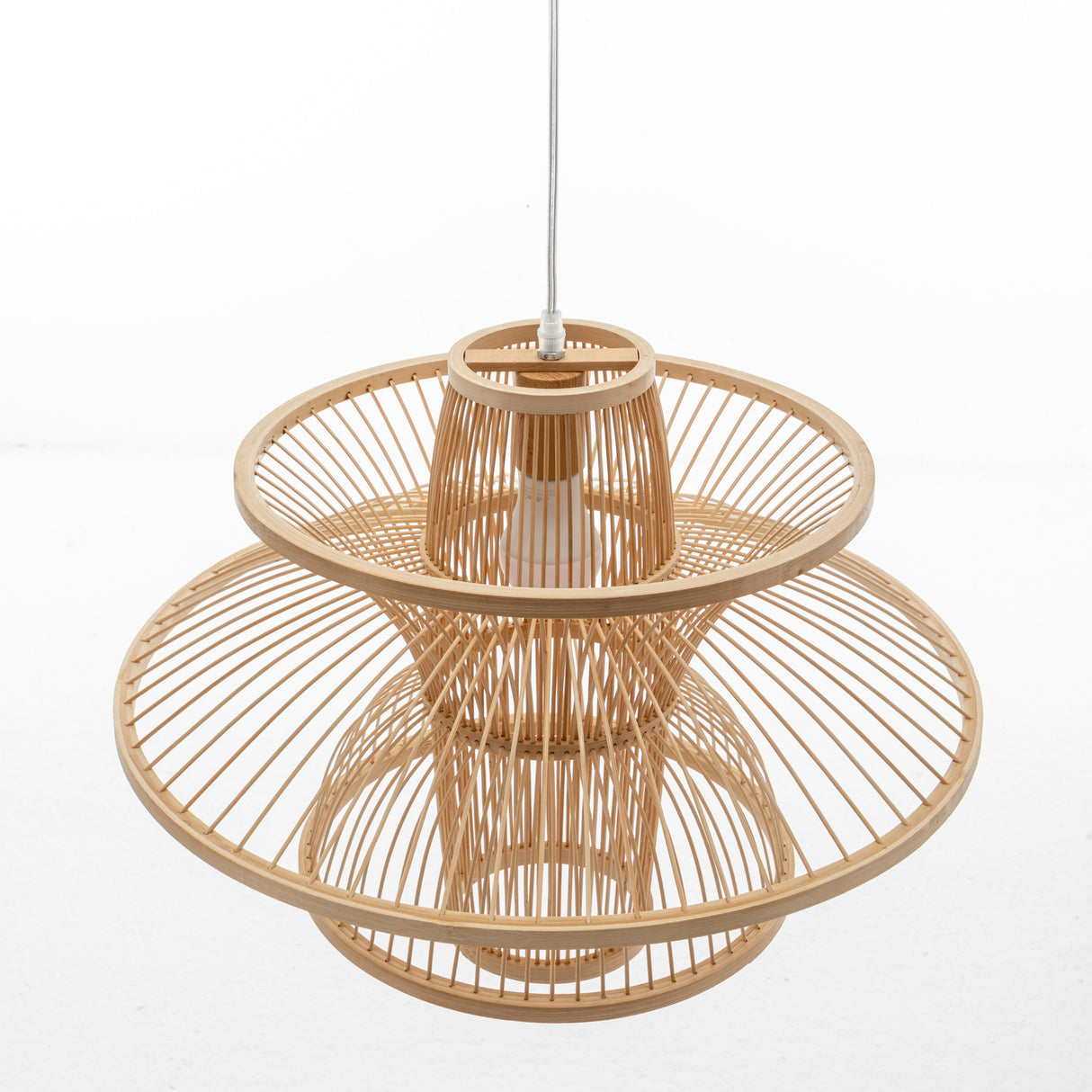 Natural Hand Woven Bamboo 3 Layer Pendant Light