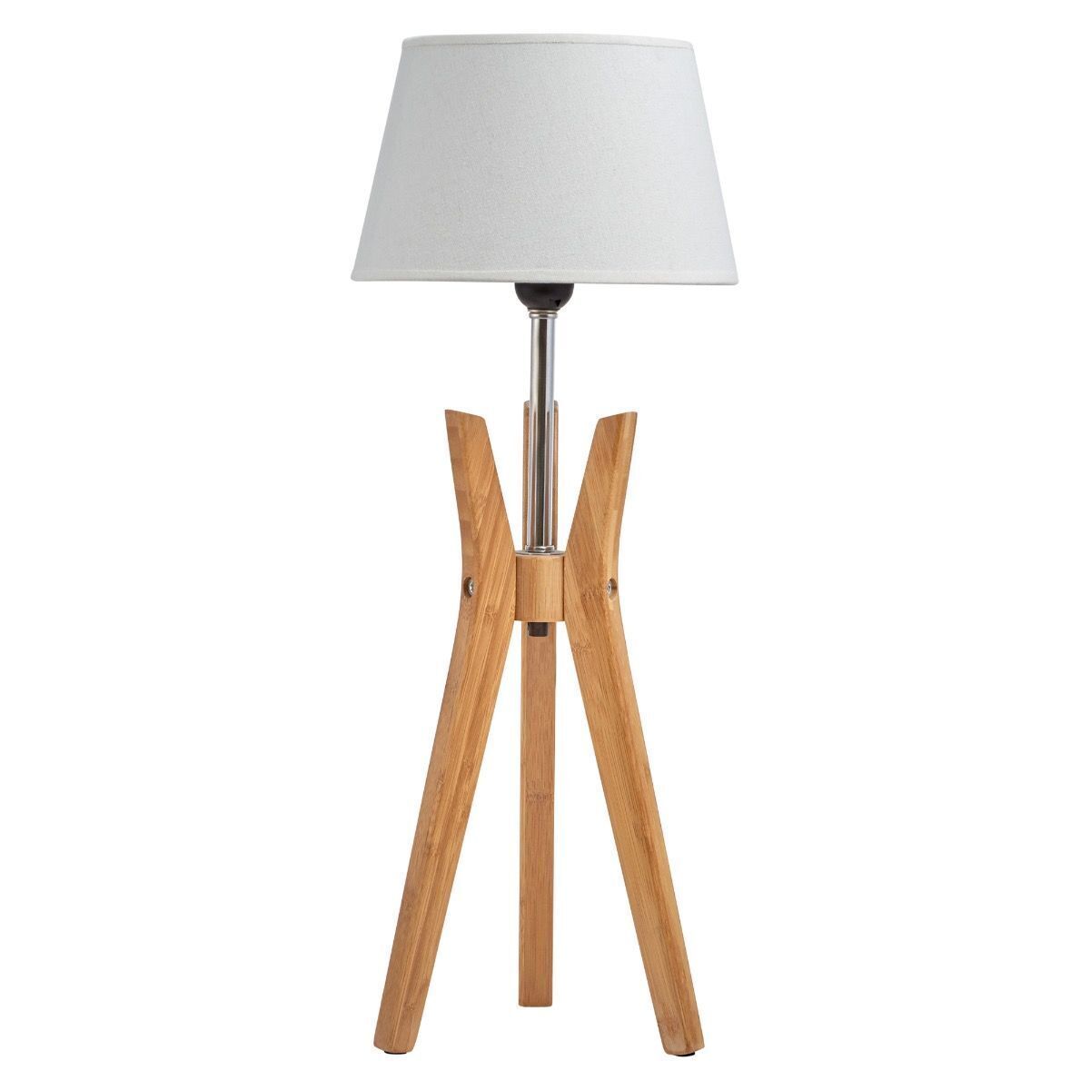 Bamboo tripod table lamp with white linen shade - view 1