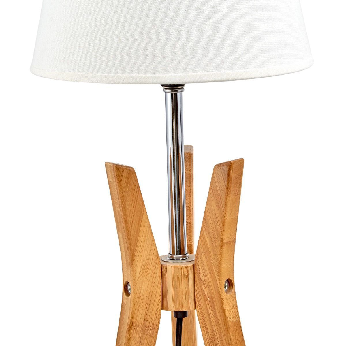 Bamboo tripod table lamp with white linen shade - view 3