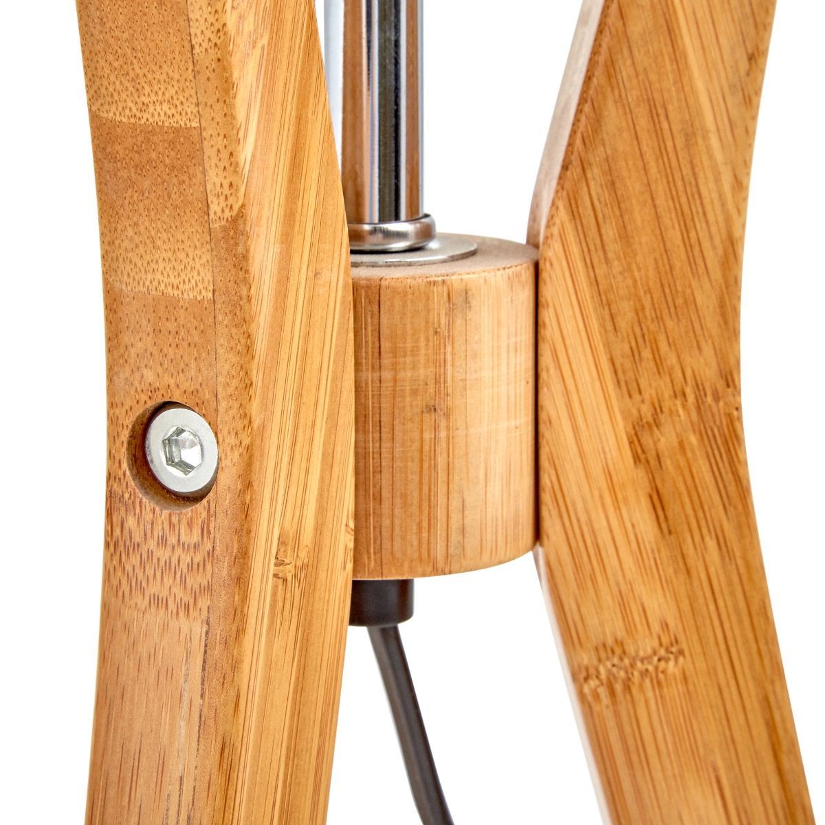 Bamboo tripod table lamp with white linen shade - view 4