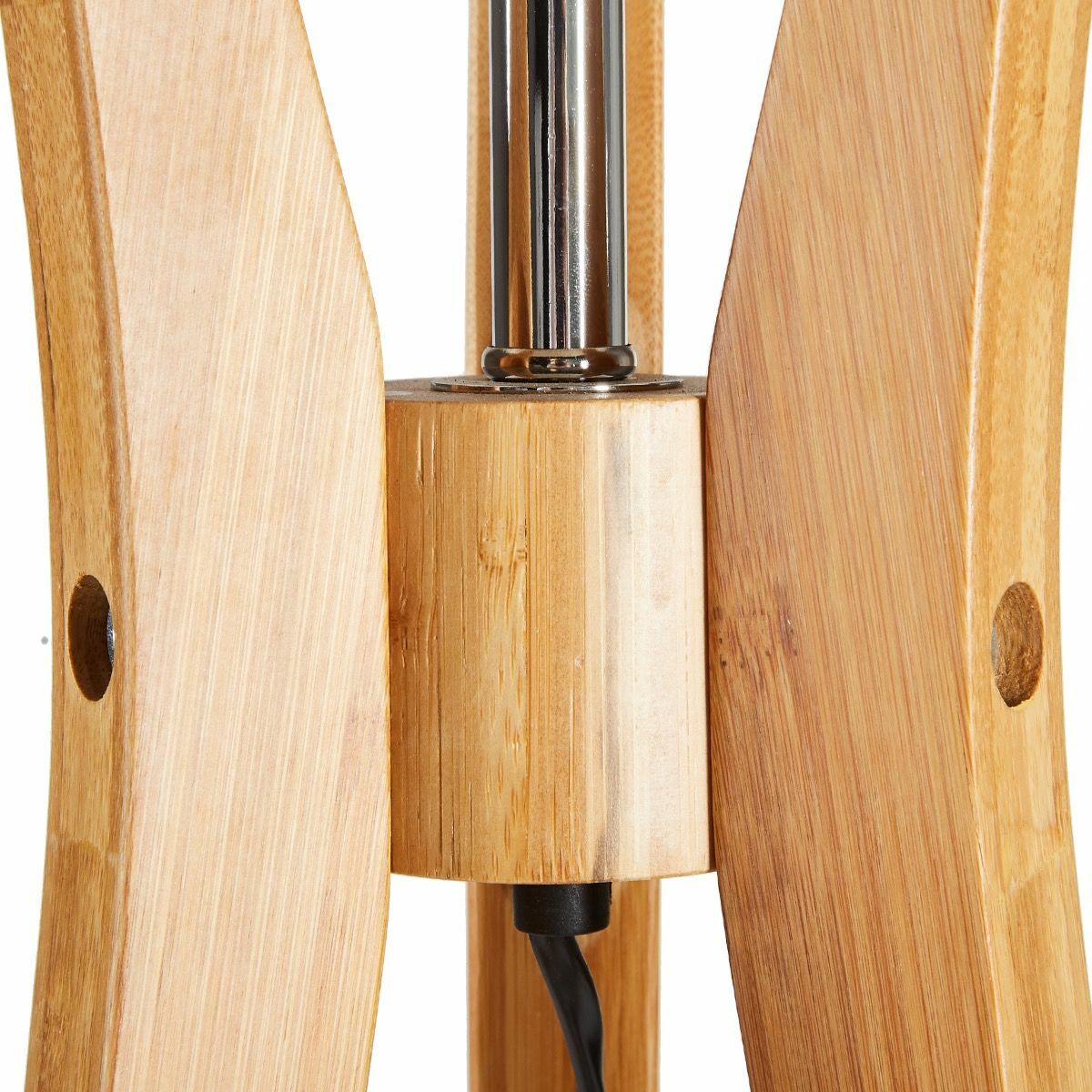 Bamboo tripod floor lamp with washed white linen shade