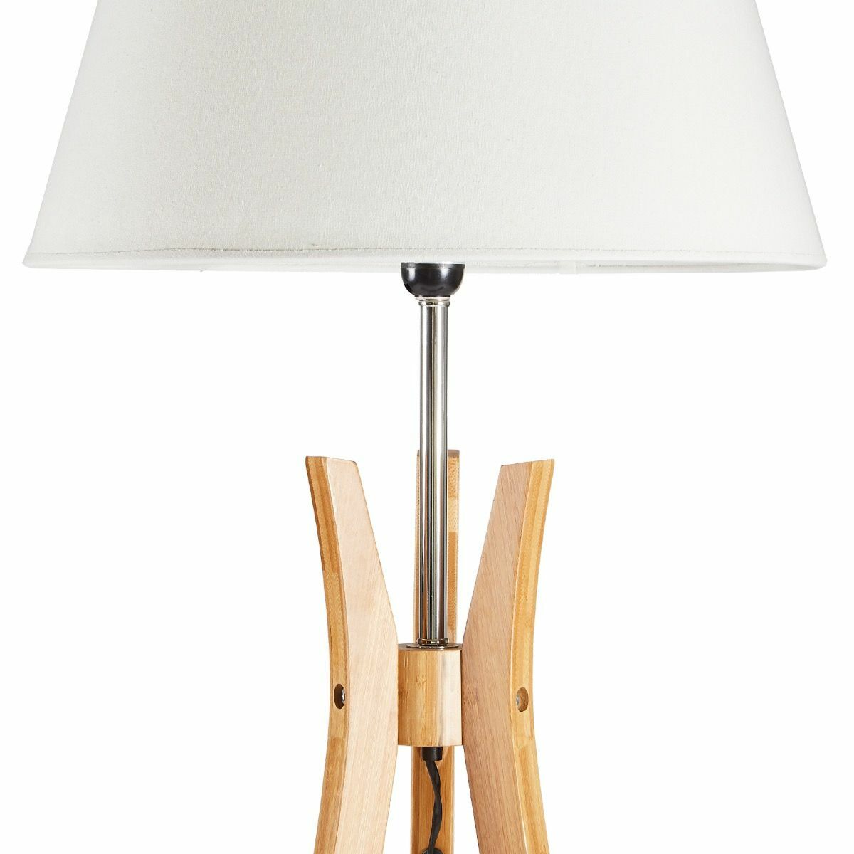 Bamboo tripod floor lamp with washed white linen shade